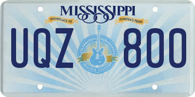 MS license plate UQZ800