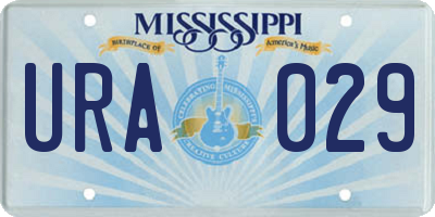 MS license plate URA029