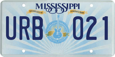 MS license plate URB021