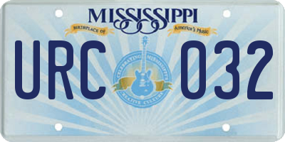 MS license plate URC032