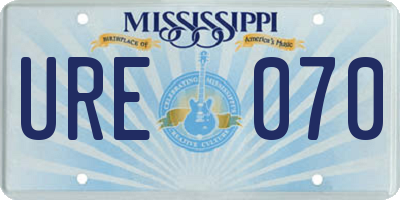 MS license plate URE070