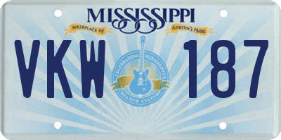 MS license plate VKW187