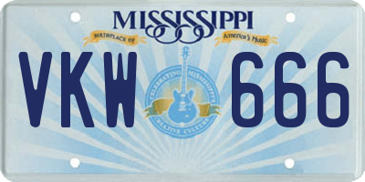 MS license plate VKW666