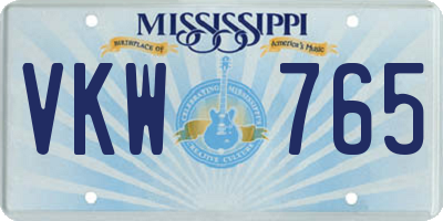 MS license plate VKW765