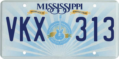 MS license plate VKX313