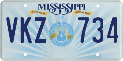 MS license plate VKZ734