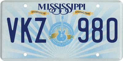MS license plate VKZ980