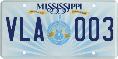 MS license plate VLA003
