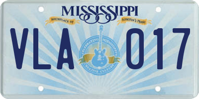 MS license plate VLA017