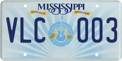 MS license plate VLC003