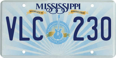 MS license plate VLC230