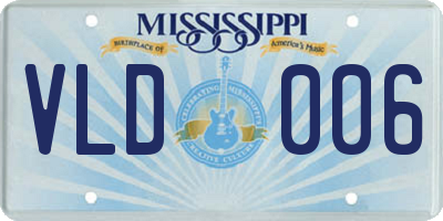 MS license plate VLD006
