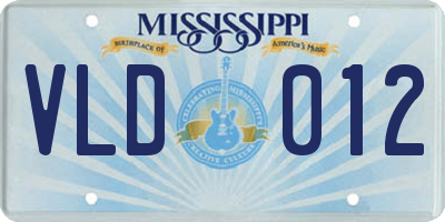 MS license plate VLD012
