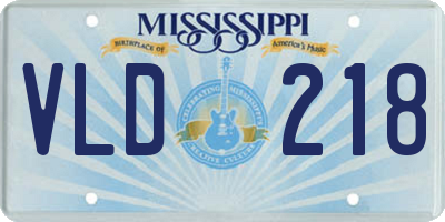 MS license plate VLD218