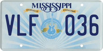 MS license plate VLF036
