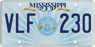 MS license plate VLF230