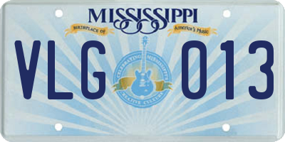 MS license plate VLG013