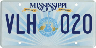 MS license plate VLH020