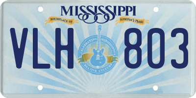MS license plate VLH803