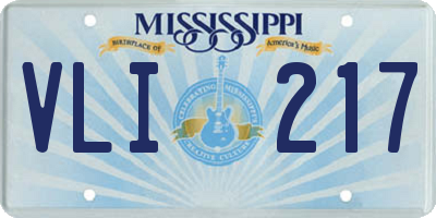 MS license plate VLI217