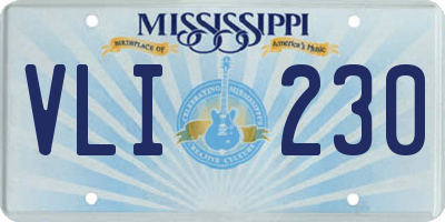 MS license plate VLI230