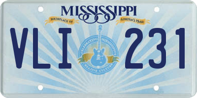 MS license plate VLI231