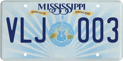 MS license plate VLJ003
