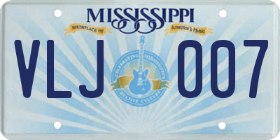 MS license plate VLJ007