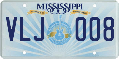 MS license plate VLJ008