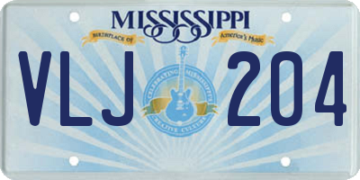 MS license plate VLJ204