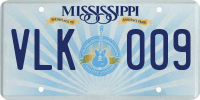 MS license plate VLK009
