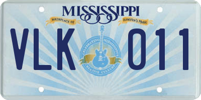 MS license plate VLK011