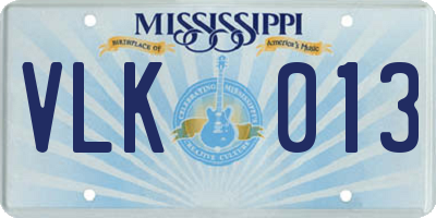 MS license plate VLK013
