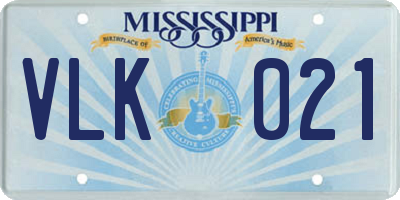 MS license plate VLK021