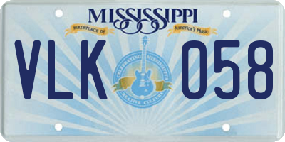 MS license plate VLK058
