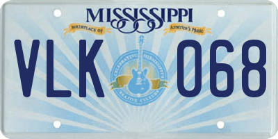 MS license plate VLK068