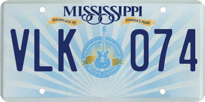 MS license plate VLK074