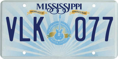 MS license plate VLK077
