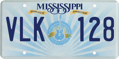 MS license plate VLK128