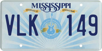 MS license plate VLK149