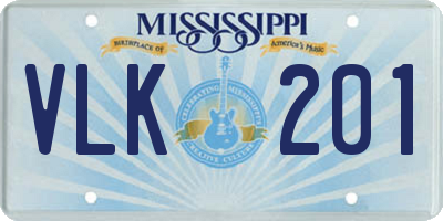MS license plate VLK201