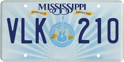 MS license plate VLK210
