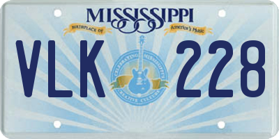 MS license plate VLK228