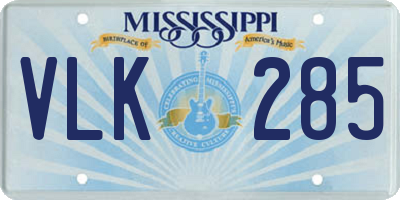 MS license plate VLK285