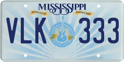 MS license plate VLK333