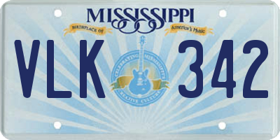 MS license plate VLK342