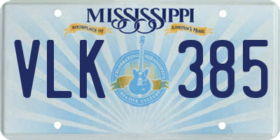 MS license plate VLK385