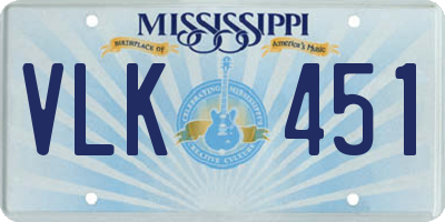 MS license plate VLK451
