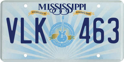MS license plate VLK463