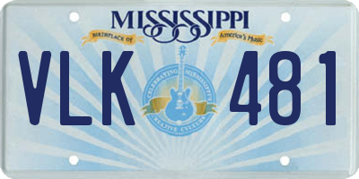 MS license plate VLK481